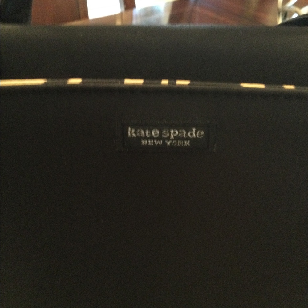 kate spade Black Top-Handle Shoulder Bag with Beige-Black Stripe Trim - Picture 3 of 4